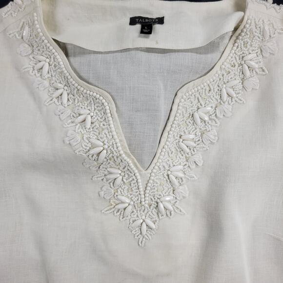 Talbots Womens Capsule Wardrobe Set L/12 Linen Top & Ankle Pants Casual Travel - Picture 2 of 13